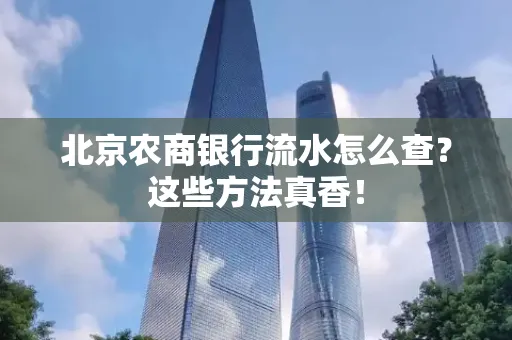 北京农商银行流水怎么查？这些方法真香！